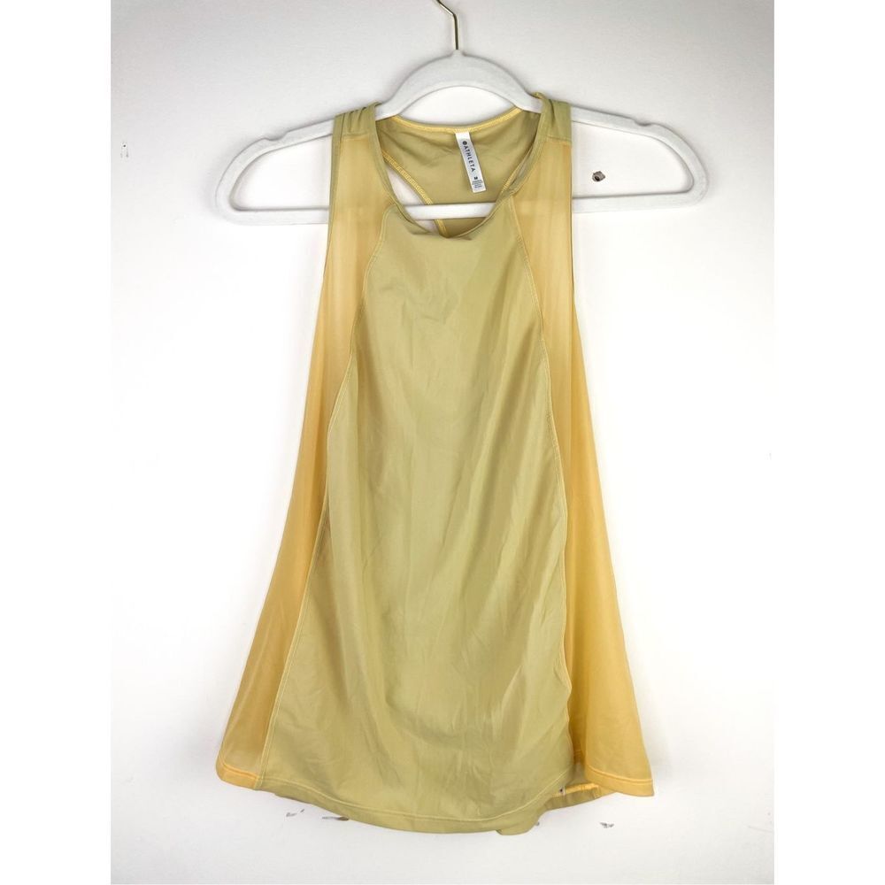 Athleta Ultimate Hybrid Tank Top Racer Back Small Acapulco Orange Yellow Mesh Si - Picture 1 of 9